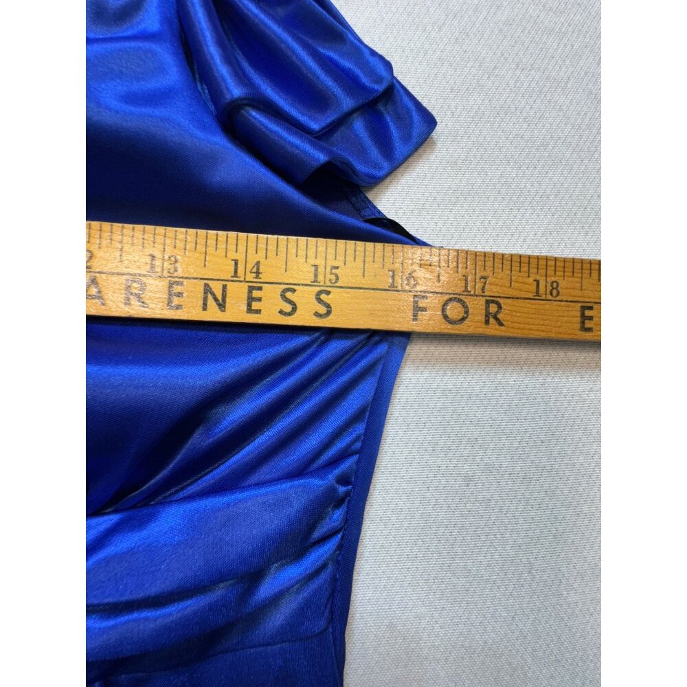 Deb Women's Elegant Mini Dress Sleeveless Size Medium Solid Blue Lightweight - Picture 9 of 12
